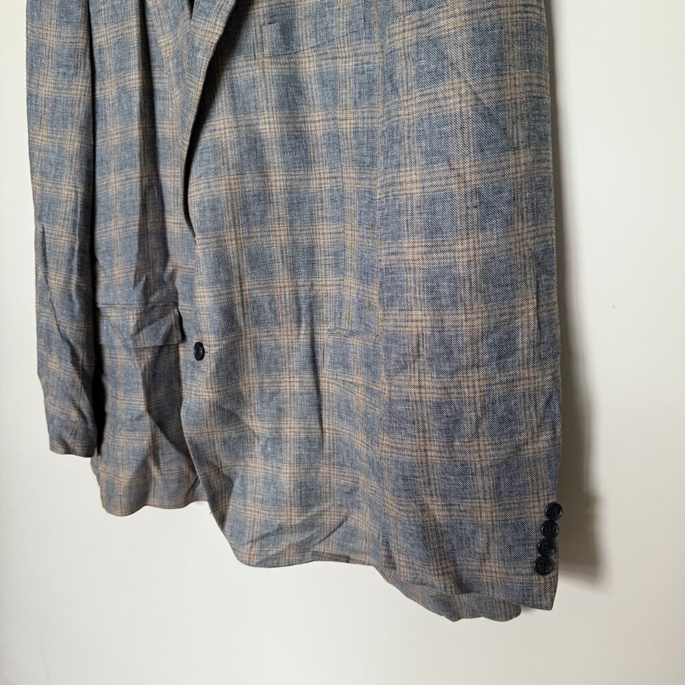 Oak Hill Mens Sports Coat Blazer Jacket 2XL Tall 50/52 Plaid Linen 2 Button Luxe - Picture 4 of 9